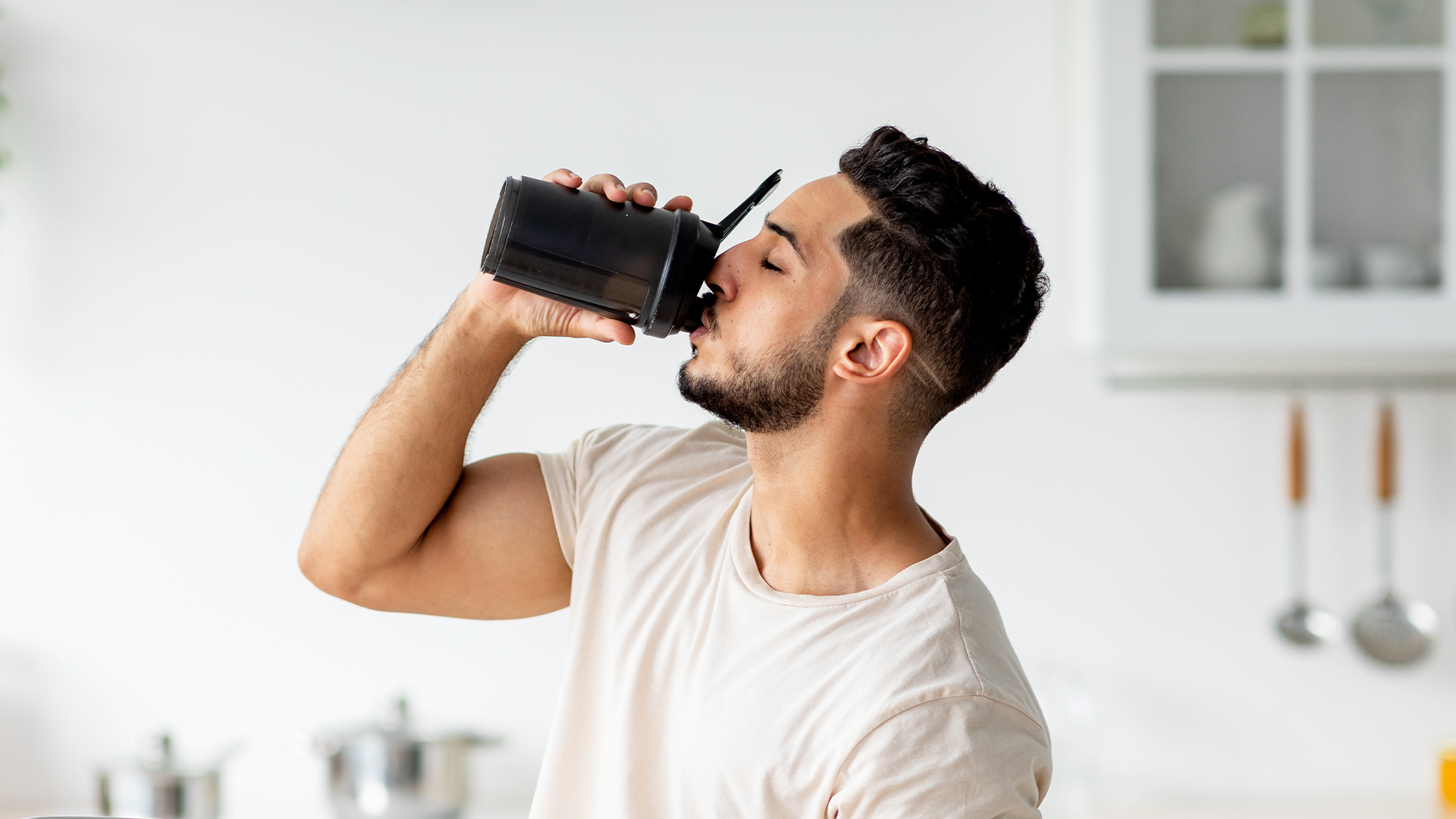 Man drinking protein shake